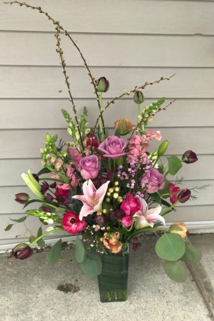 Large Spring vase in purples large grande